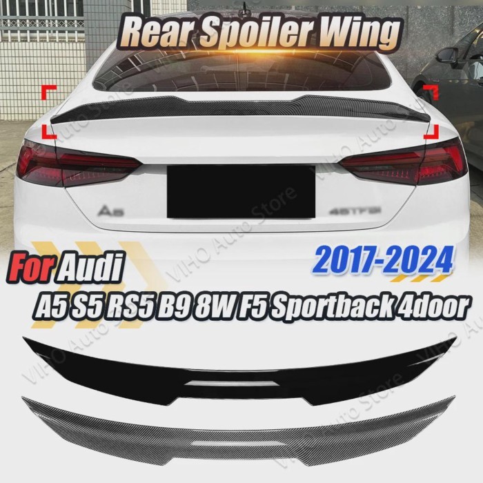 For Audi A5 F5 S5 RS5 B9 8W Sportback 4 Doors 2017-2024 PSM Style Car Rear Spoiler Tail Wing Rear T