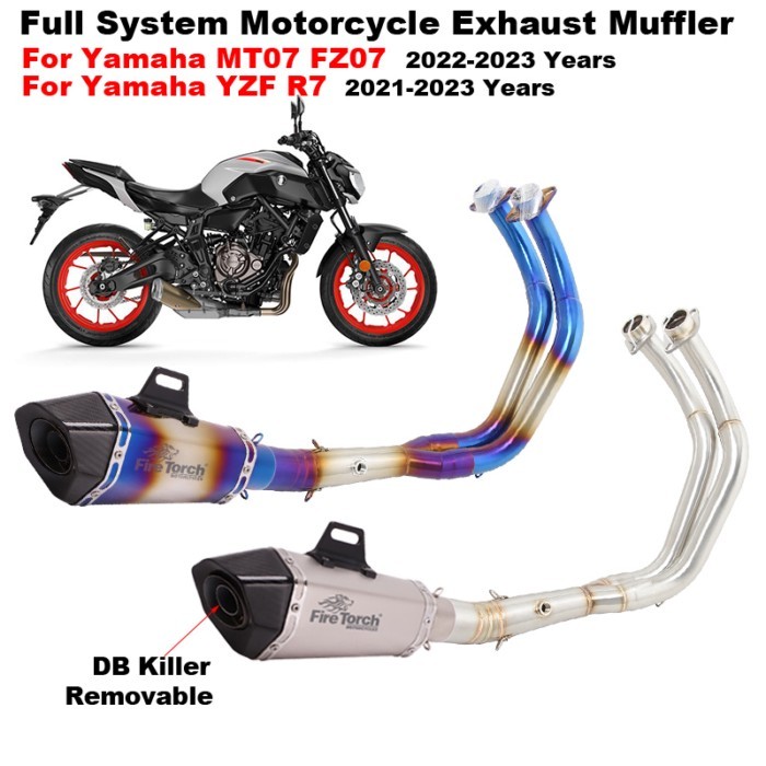 Slip-On For YAMAHA MT-07 FZ-07 MT07 Mt 07 FZ07 2021 2022 2023 Full Motorcycle Exhaust System Front