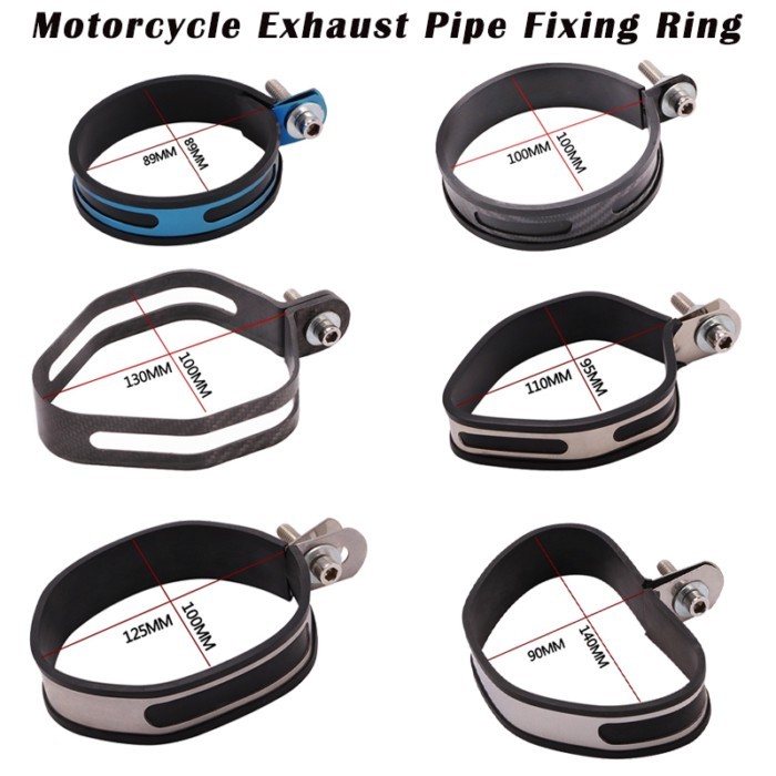 Universal Motorcycle 60.5mm 51mm Exhaust Muffler Holder Clamp Fixed Ring Support Bracket Carbon Fib