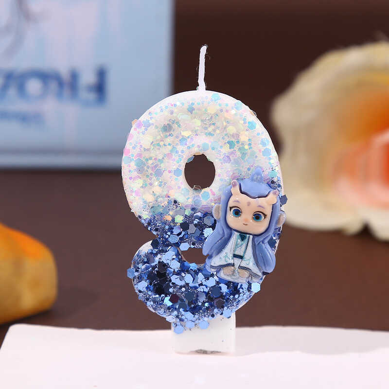 การ์ตูนการ์ตูน Awing จํานวนเทียนสร้างสรรค์การจับคู่สีฉลองเค้กวันเกิดเทียนบรรยากาศวันหยุด Super Shini