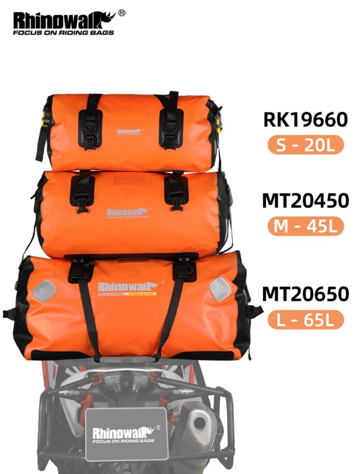 Rhinowalk Motorcycle Tail Bag 20L/45L/65L Large Capacity Waterproof Motorbike Back Seat Saddlebag T