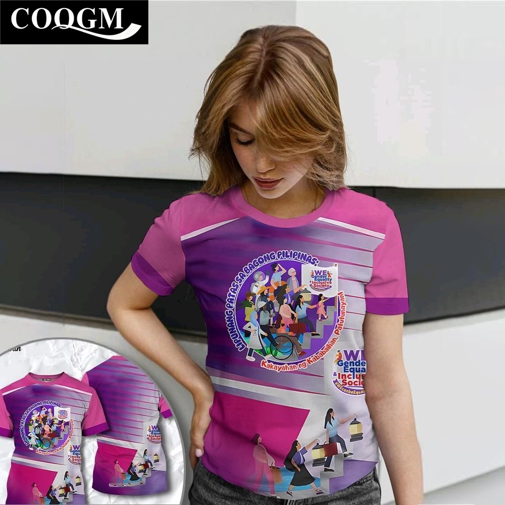 เสื้อยืดผู้หญิง 2026 International Womens Day Top Large Round Neck Design Fully Sublimative T-shirt 