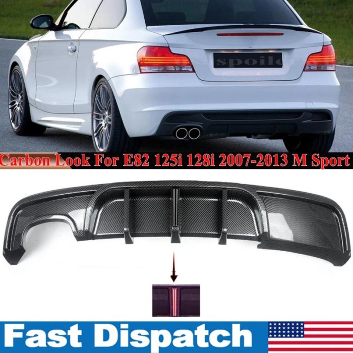Rear Diffuser Bumper for BMW 1Series E82 Coupe 135i M Sport Carbon Look F1 Style E82 Rear Lip with