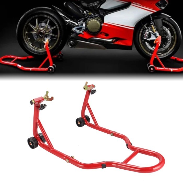 Universal Motorcycle Black/Red Full Set Rear Wheel Support Stand Wheel Stand Auto Wheel Support Fra