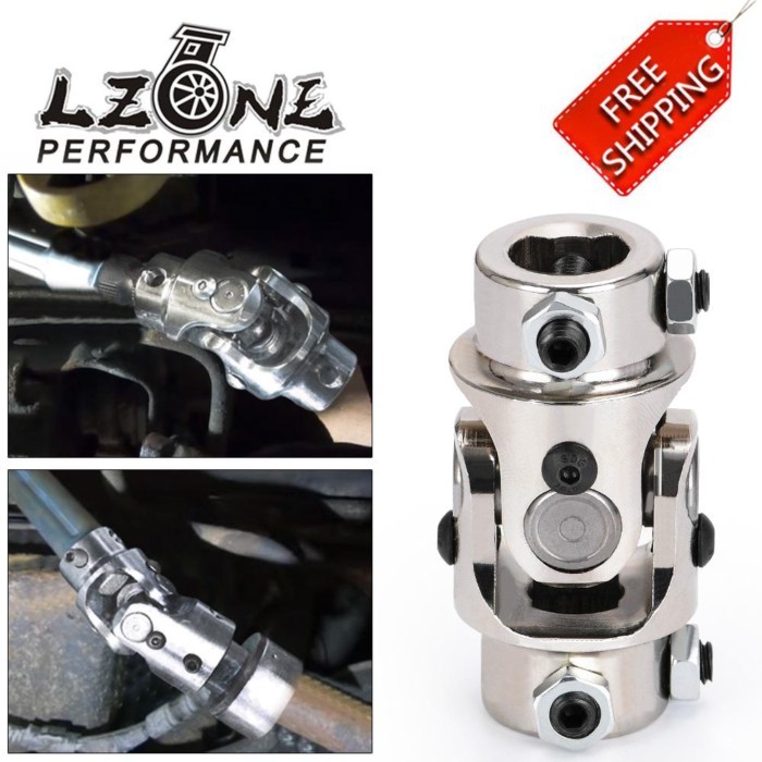 Free Shipping 1pc 3/4"; DD x 3/4"; DD Chrome Double Steering Shaft Joint Universal U Joint Coupler