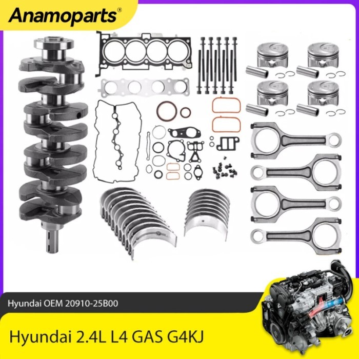 Engine Overhaul Rebuild Crankshaft & Rods & Bolts & Gasket Set Fit 2.4 L G4FJ For Hyundai Sonata Ki