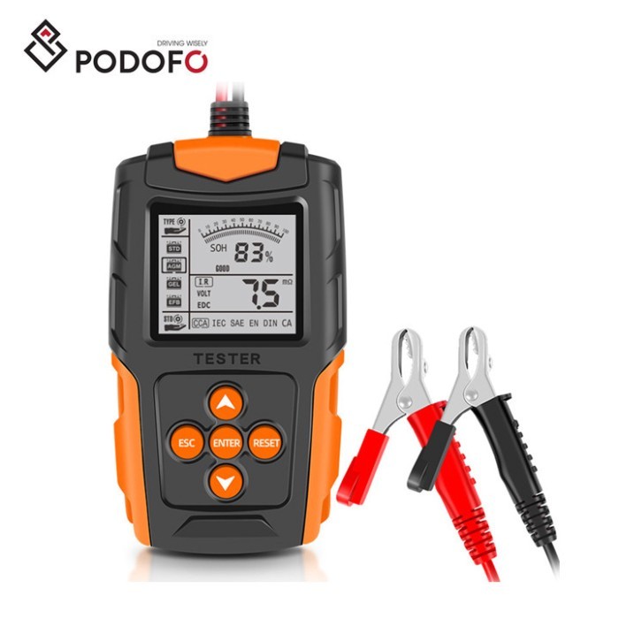 Podofo New hot sale Car Battery Tester 12V 24V DC Charger Analyzer Capacity Load Tester Cranking Sy