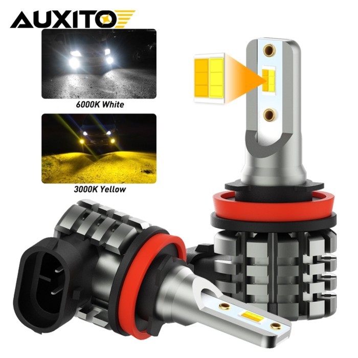 2Pcs Dual Color H11 H8 LED Bulb Car Fog Lights for BMW Toyota Ford Lada Skoda Fabia Combi Octavia R