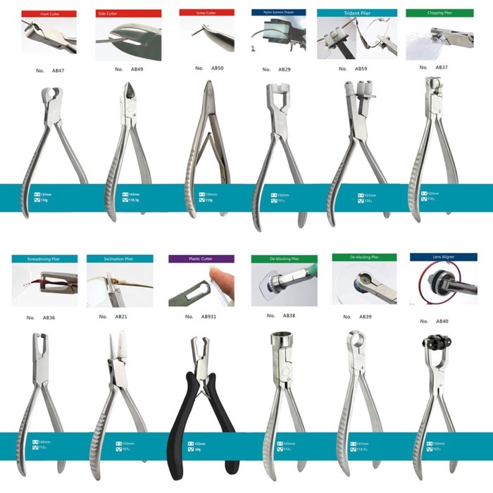 Quality Stainless Steel Eyeglasses Spring Plier Glasses Screw Cutter Trident Chip block Plier Adjus