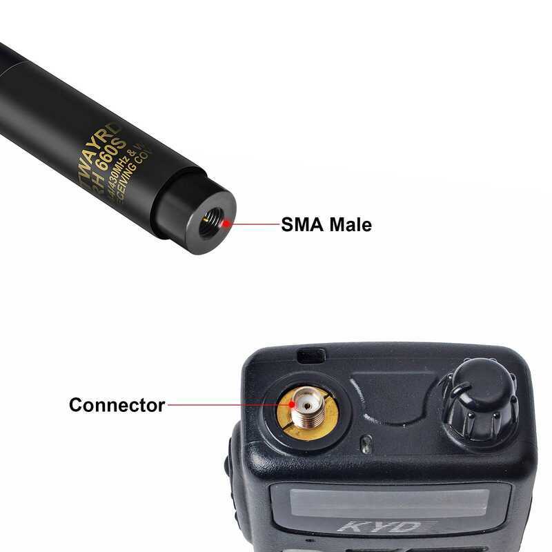 ▥ Dual Band 144/430Mhz High Gain Telescopic Sma-Male Walkie Talkie Antenna For YAESU Vx-6R WOUX