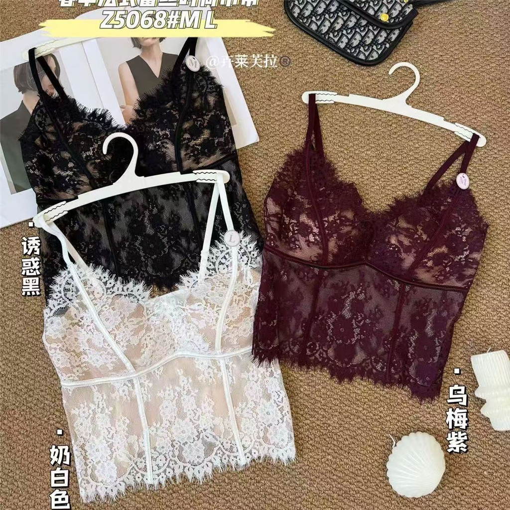 ชุดชั้นในสไตล์ฝรั่งเศส ลายลูกไม้ เซ็กซี่ สำหรับฤดูใบไม้ผลิ พร้อมแผ่นหน้าอกเสริมขนาด
