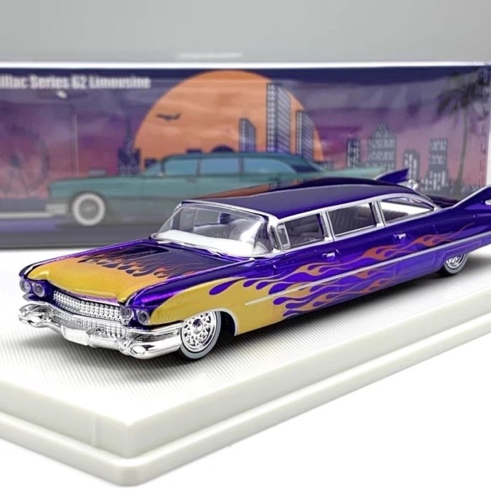 ช่าง 1: 64 1958 Cadillac Big Rocket Flame Extended Version Alloy Car Model Collection เครื่องประดับ 