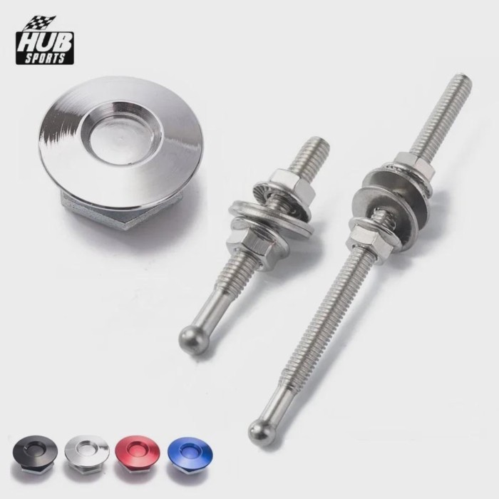 Hub Sports -1.25" Universal Push Button Billet Hood Pins Lock Clip Kit Car Quick Latch For Toyota E