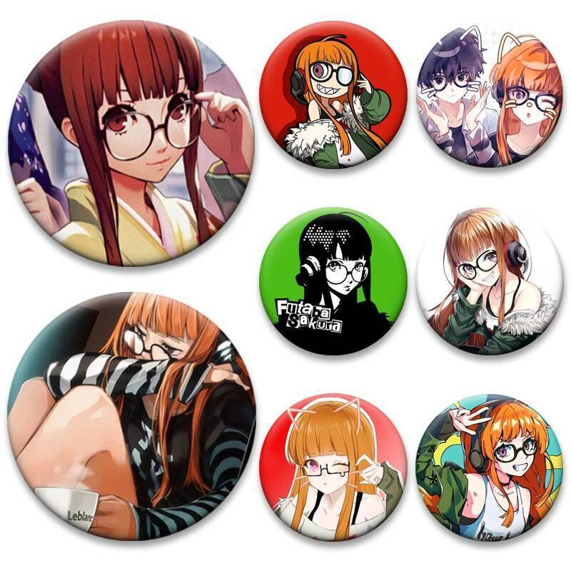 Genius Hacker Girl Sakura Futaba Pins เข็มกลัดการ์ตูนทรงกลมสําหรับอุปกรณ์เสริมกระเป๋าเป้สะพายหลังอะน