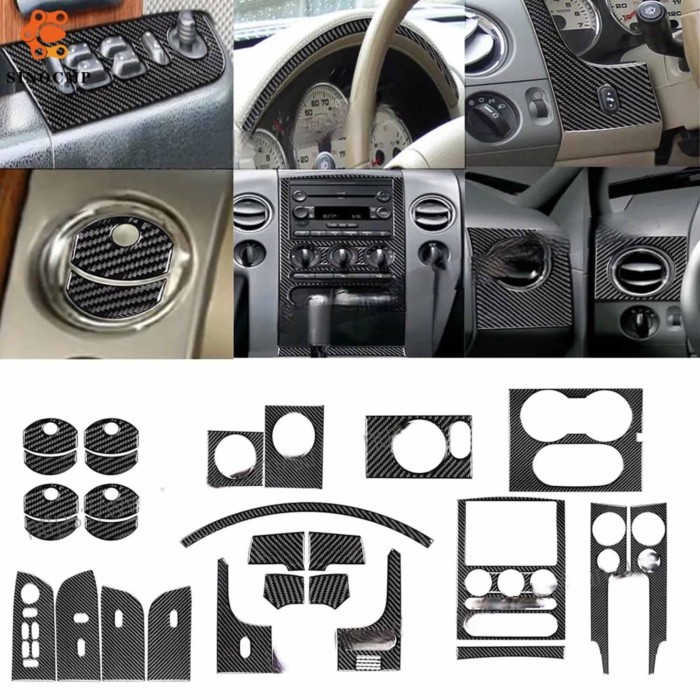 29Pcs Carbon Fiber Full Interior Kit Set Cover Trim Car Stickers For Ford F-150 FX4 2004-2008 Car I