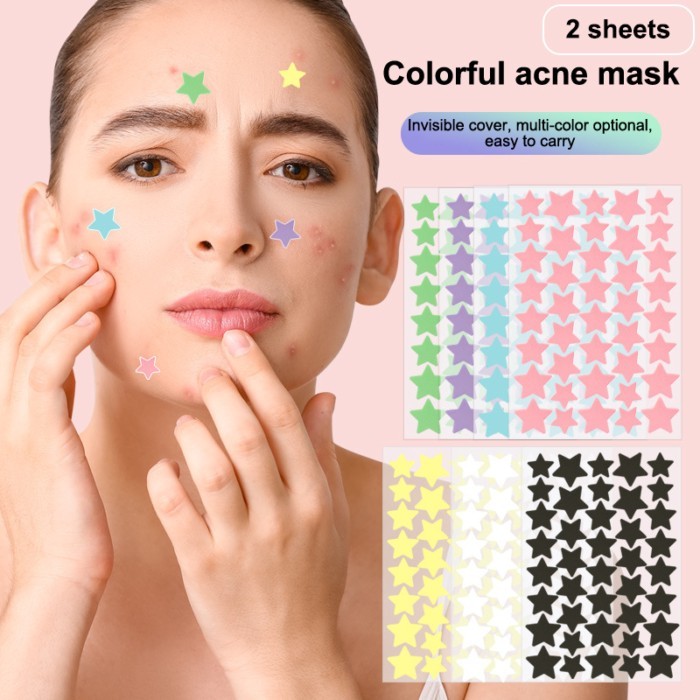 72/80Pcs Colorful Cute Star Heart Shaped Acne Treatment Sticker Invisible Acne Cover Pimple Patch S