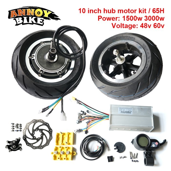10 Inch Hub Motor Kit 48V 1500W 60V 3000W Electric Motorcycle Scooter Engine Buggy Gearless eBike K
