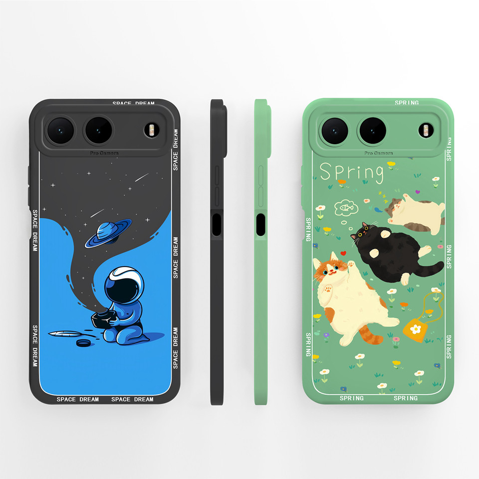 ปลอกสําหรับ Tecno Spark 40 Spark Go น่ารักนักบินอวกาศลูกแมวทนทานลื่น Anti-Fingerprint ป้องกันสแควร์เคสซิลิโคนสําหรับ Tecno Spark40 SparkGo Capa Shell