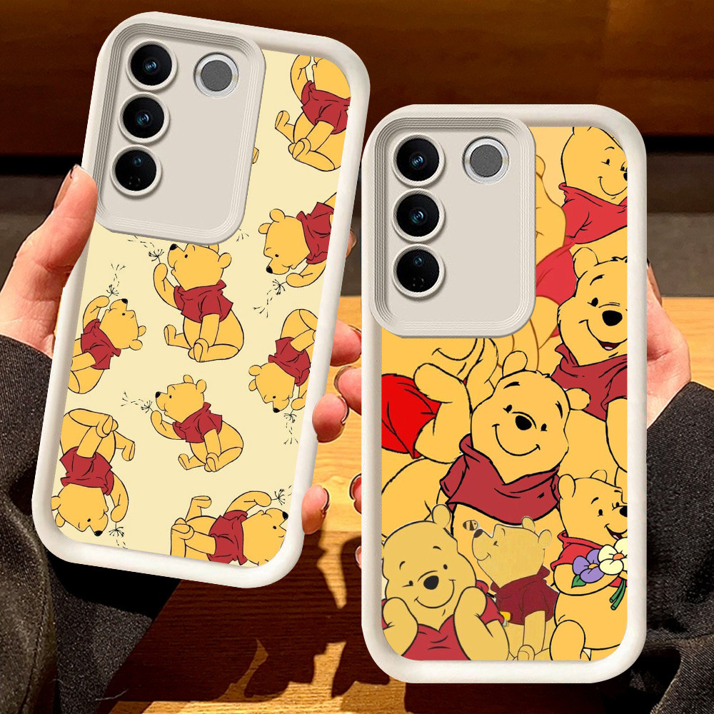 G-9 Winnie the Pooh Casing สําหรับ VIVO Y200e V27 V27E Y29 Pro สีดําและสีขาว