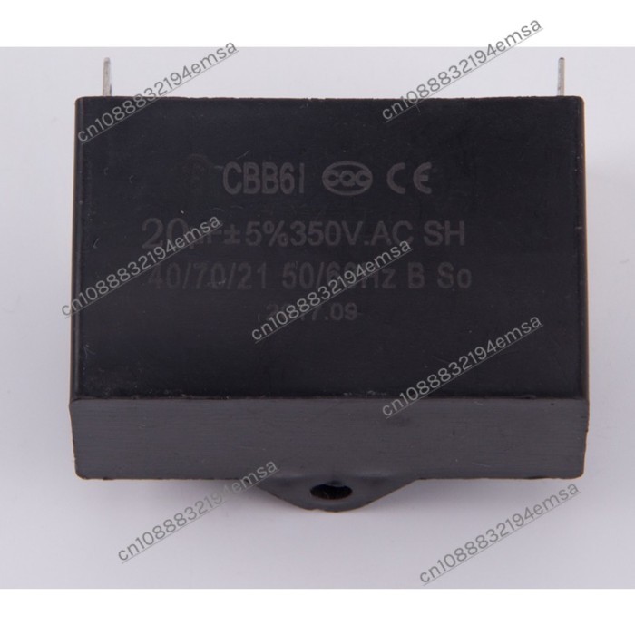 CBB61 Fan Capacitor, Starting Capacitor 20UF 350V Fan Motor Air Conditioner Capacitor, Single Inser