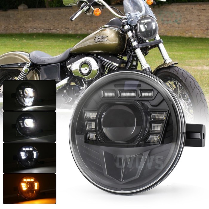 OVOVS Cutomization Motorcycle Led Headlight 7 Inch Led Round Headlight For Harley