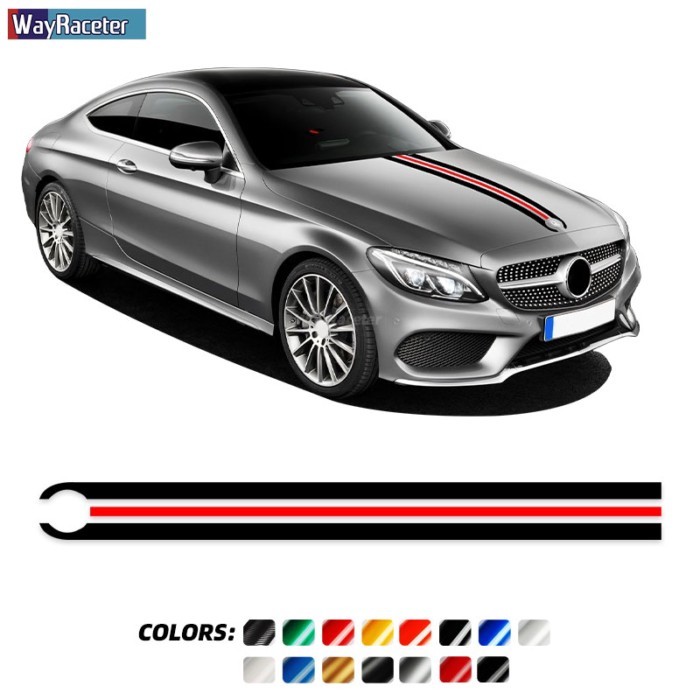 Car Hood Sticker Bonnet Stripes Decal For Mercedes Benz W204 W205 W176 W177 A45 CLA250 W213 W211 C6