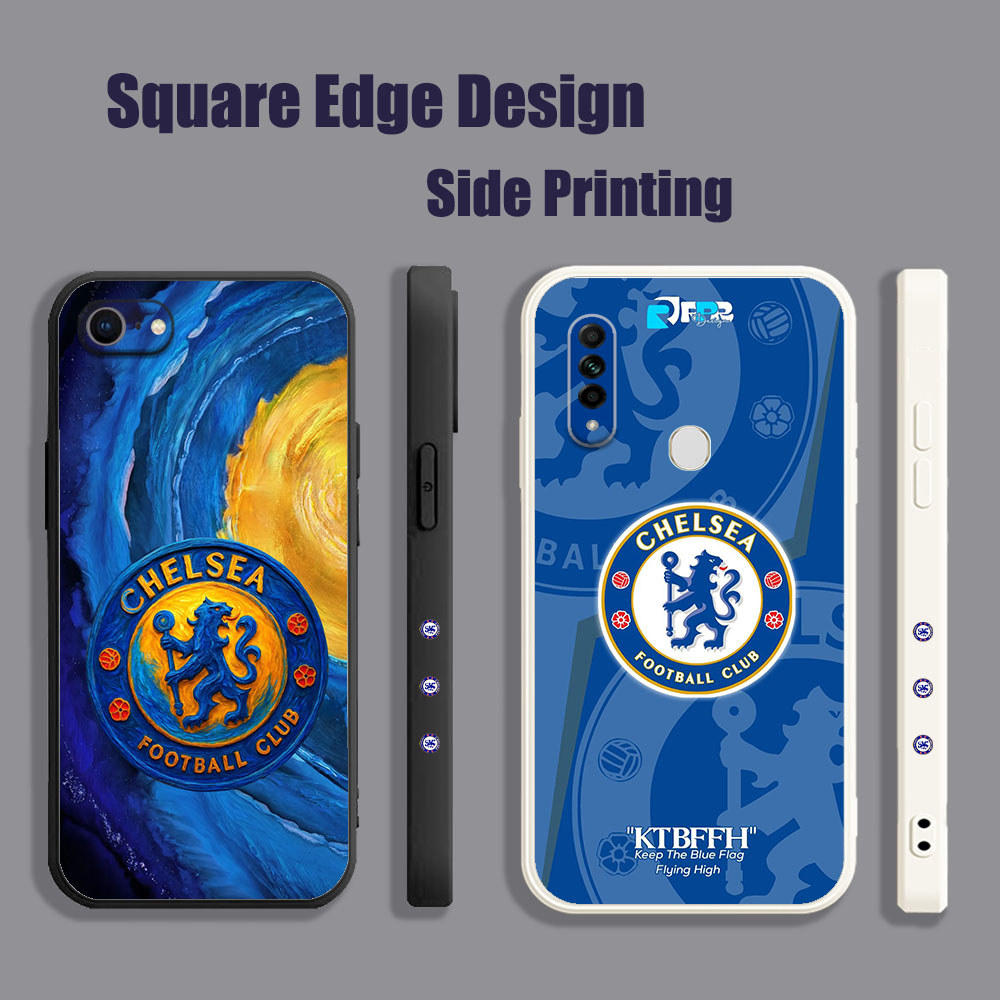ปลอกสําหรับ OPPO A57 2022 4G A17 A17K เชลซีฟุตบอล Club SDX02 เคสโทรศัพท์ขอบสี่เหลี่ยม