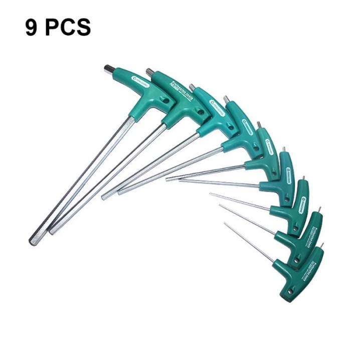 9Pcs Allen Key Hex Wrench Set 1.5/2/2.5/3/4/5/6/8/10mm Flathead T-Handle Spanner Hexagon Screwdrive