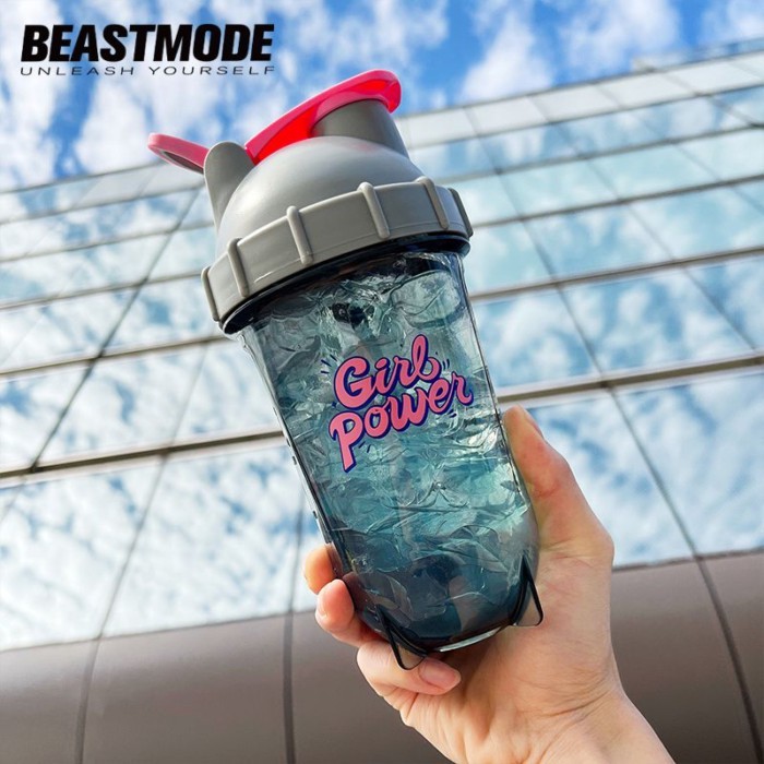 · · * Beastmode Fitness Protein Powder Shaker Cup with Scale Sports Water Cup Portable Cup ins High-