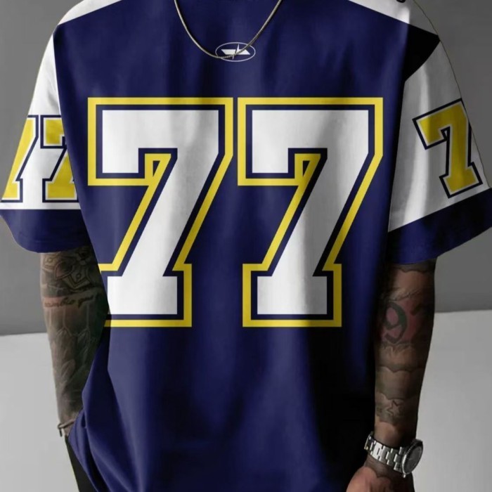 77 Ice Hockey American Short Sleeve Retro Sports High Street Casual Football Basketball Hip-hop Jers