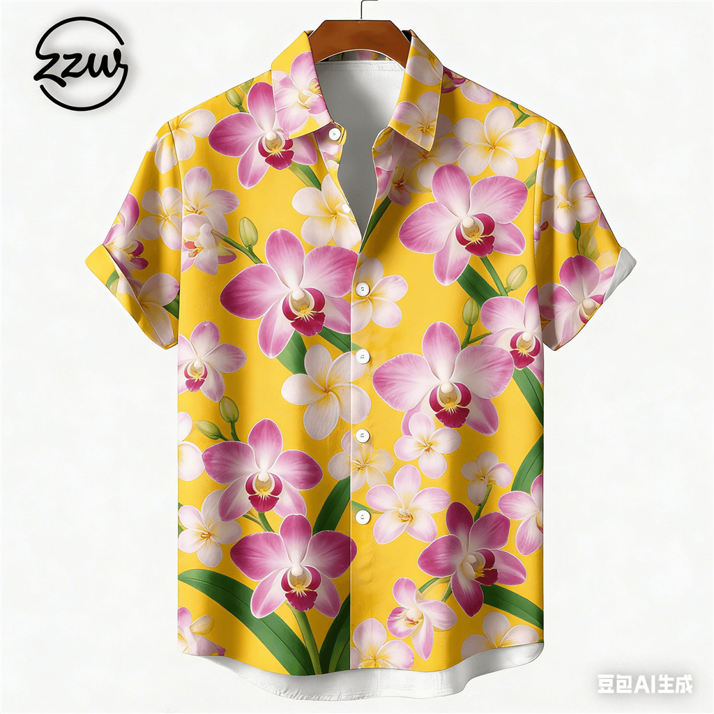 เสื้อยืดสไตล์ฮาวาย พิมพ์ลายดอกไม้แบบทรอปิкал สินค้าใหม่ ใส่ได้ทุกวัน ราคา ถูกที่สุด ดีลบีเคเค รูปภาพหลัก
