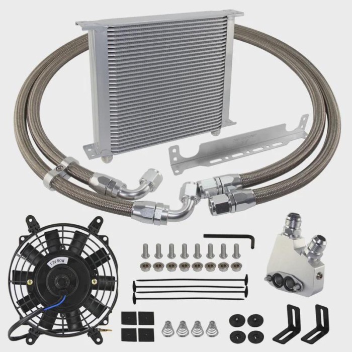 AN10 22/25/30/34 Row Oil Cooler For Chevrolet LS1 LS2 LS3 LS6 LS7 LS9 Adapter+Oil Lines+Bracket  7'
