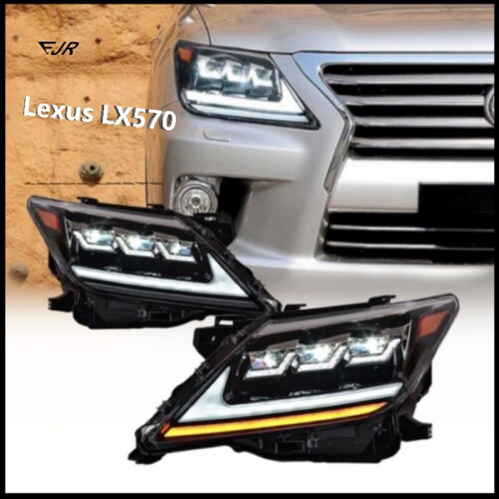 For Lexus LX570 LED Headlight 2008-2015 Upgrade Angel Eye Projector DRL Head Lamps