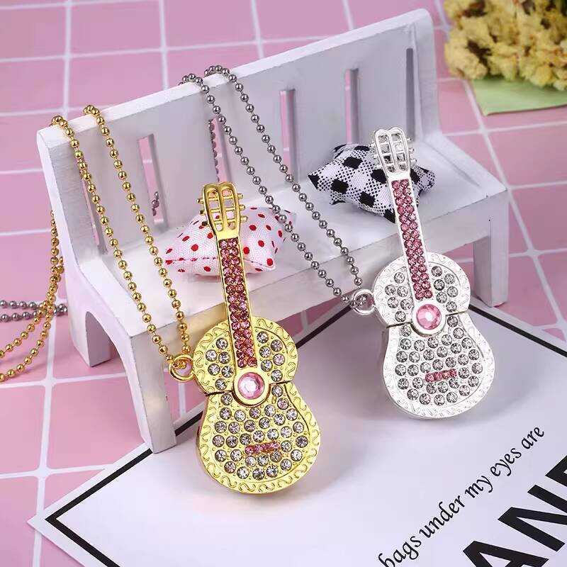 คริสตัลไวโอลินเพลง U Disk 128G ความจุขนาดใหญ่ 64g กีตาร์สร้างสรรค์น่ารัก Mini Girl คอมพิวเตอร์ Usbac