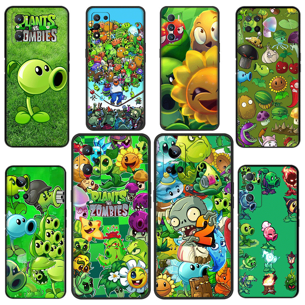 Realme 3 5 6 7 8 Pro 5i 5s Q 6i 7i ความเข้ากันได้เคสโทรศัพท์ TPU ฝาครอบป้องกันแบบนุ่ม Plants vs Zomb