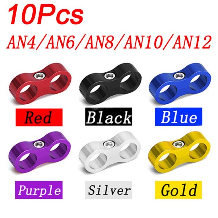10pcs AN4 AN6 AN8 AN10 AN12 Hose Separator Clamp Oil Line Brake Line Aluminum Alloy Bracket Fuel Li