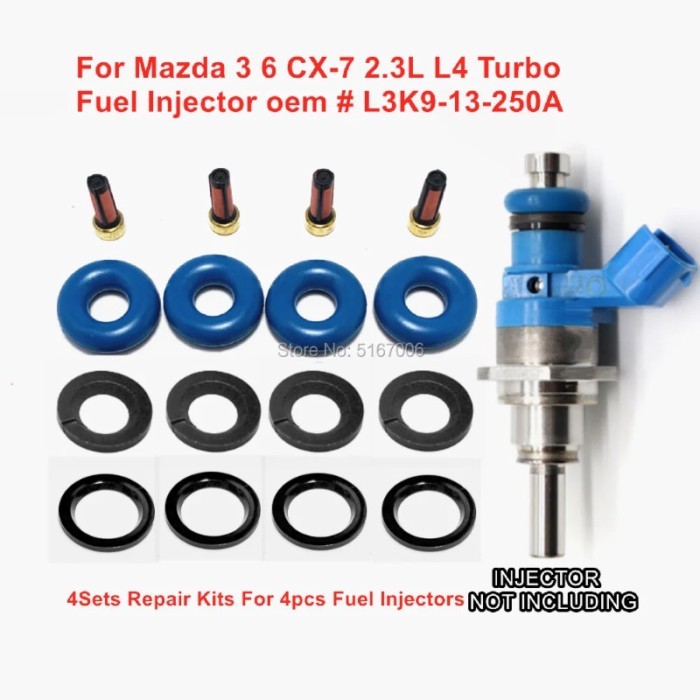 4Sets/16Pcs GDI Fuel Injector Repair Kits For Mazda 3 6 CX-7 2.3L L4 Turbo L3K9-13-250A E7T20171 (2