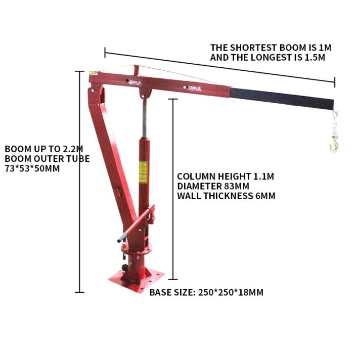 Small Vehicle Crane Hydraulic Truck Truck Crane 2000 lbs Small Crane Household Electric Hoist Folda