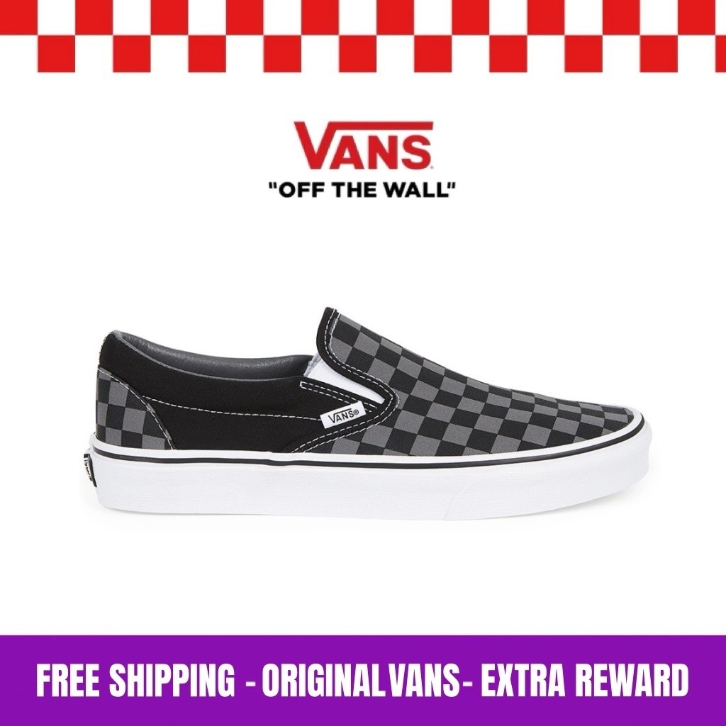 รองเท้าสลิปออน Vans Classic (ลายตารางหมากรุก) สีดำ/สีพิวเตอร์ สำหรับทุกเพศ
