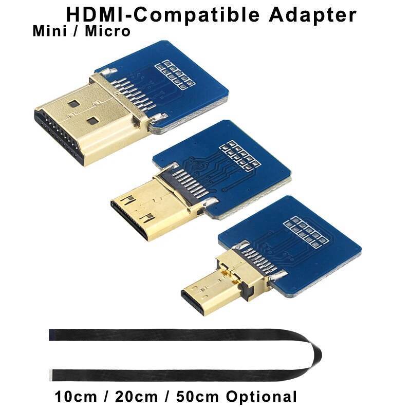 HDMI-ใช้งานร่วมกับ Connector Flex สายแบนสําหรับ Raspberry Pi 4 Micro Mini HDMI-ใช้งานร่วมกับ 20pin F