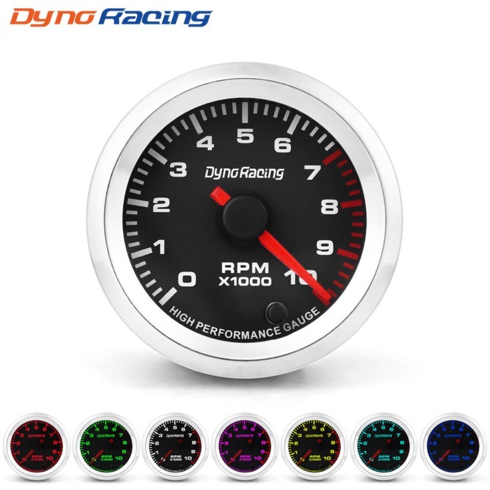 Dynoracing 2'' 52mm Car Tachometer 0-10000 RPM Gauge 7 Colors Pointer RPM meter With Stepper Motor