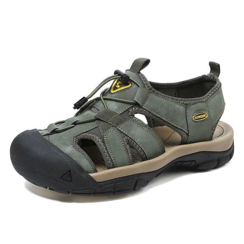 C Men Leather Sandals Summer Classic Men's Outdoor Sandals Soft Comfortable Beach Sandals Slippers