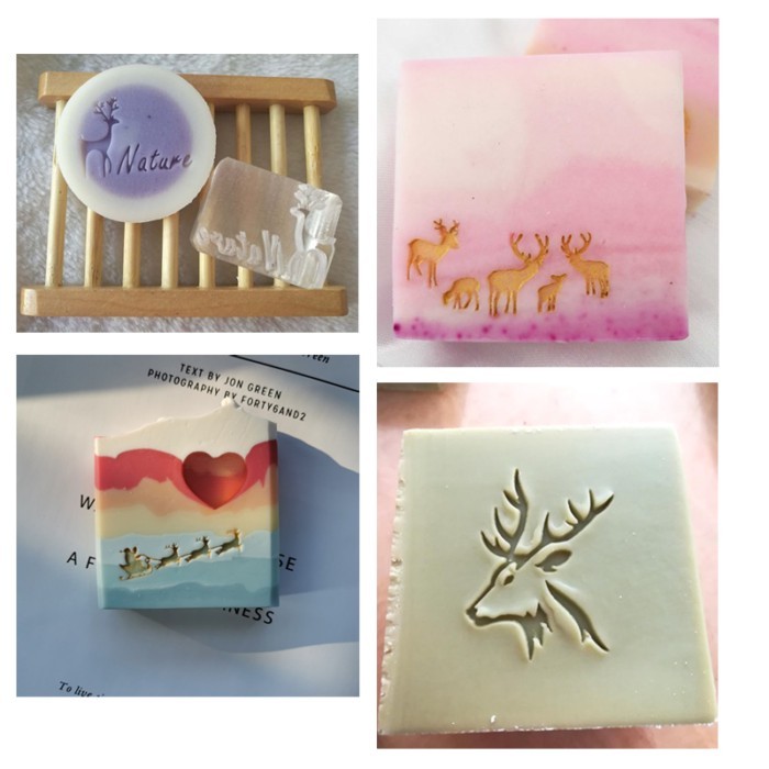 Transparent Handmade Clear Soap Stamp, English Alphabet Series, Xmas Tree Hat, Animal Elk, Acrylic