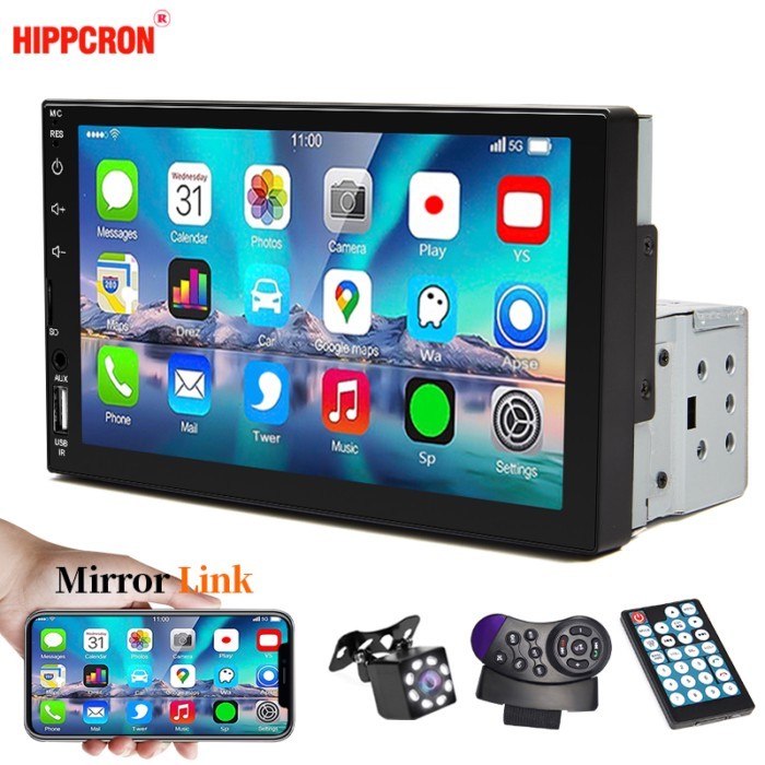 Hippcron Car Radio 1 Din MP5 Multimedia Player Mirror Link HD 7" Touch Screen FM Receiver ISO Power