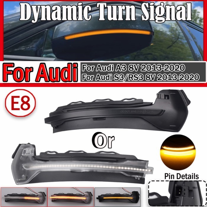 2x For Audi A3 S3 8V RS3 2014 2015 2016 2017 2019 2020 Dynamic Turn Signal Light Flashing Water Sid