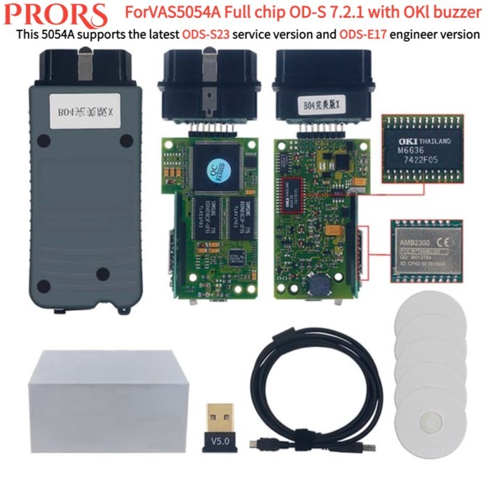 NEW ForVAS5054A Full-chip 0DIS 7.2.1 with OKI Buzzer for Volks-g Au-i Sk-da Diagnostic Tool Instrum
