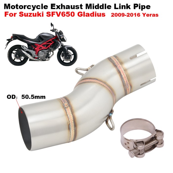 Slip On For Suzuki SFV650 SFV 650 Gladius 2009 - 2016 SFV-650 Motorcycle Exhaust 51mm Middle Link P