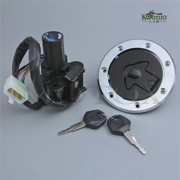 Motorcycle Ignition Switch Lock Fuel Gas Cap W/Key Set Fit For Ninja ZX-6R ZX7R ZX7RR ZX9R ZZR400 Z