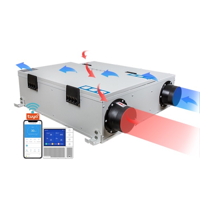 Intelligent Control ERV MHRV Fresh Air Ventilation System With Tuya And WiFi Module For Heating App