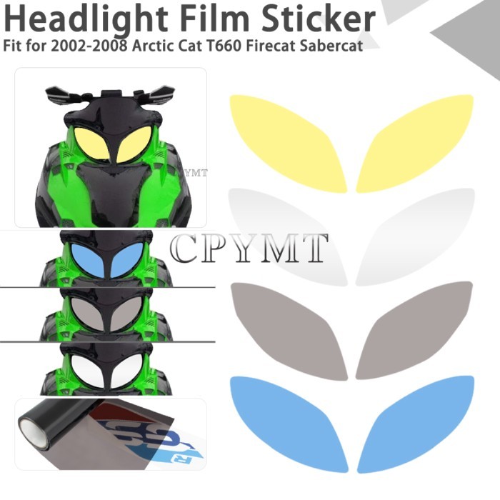 Fit for 2002-2008 Arctic Cat T660 Firecat Sabercat Motorcycle headlight film decorative sticker acc